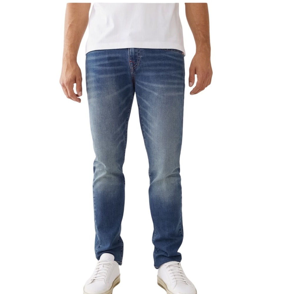 True Religion Rocco Relaxed Skinny Jeans Mens Size 38 Faded Wash Denim $164